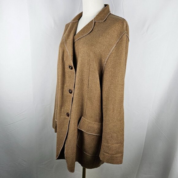 Trixi Schober Cashmere Blazer Jacket Sz 14 Tan Germany Luxury Minimalist Casual - Picture 3 of 11